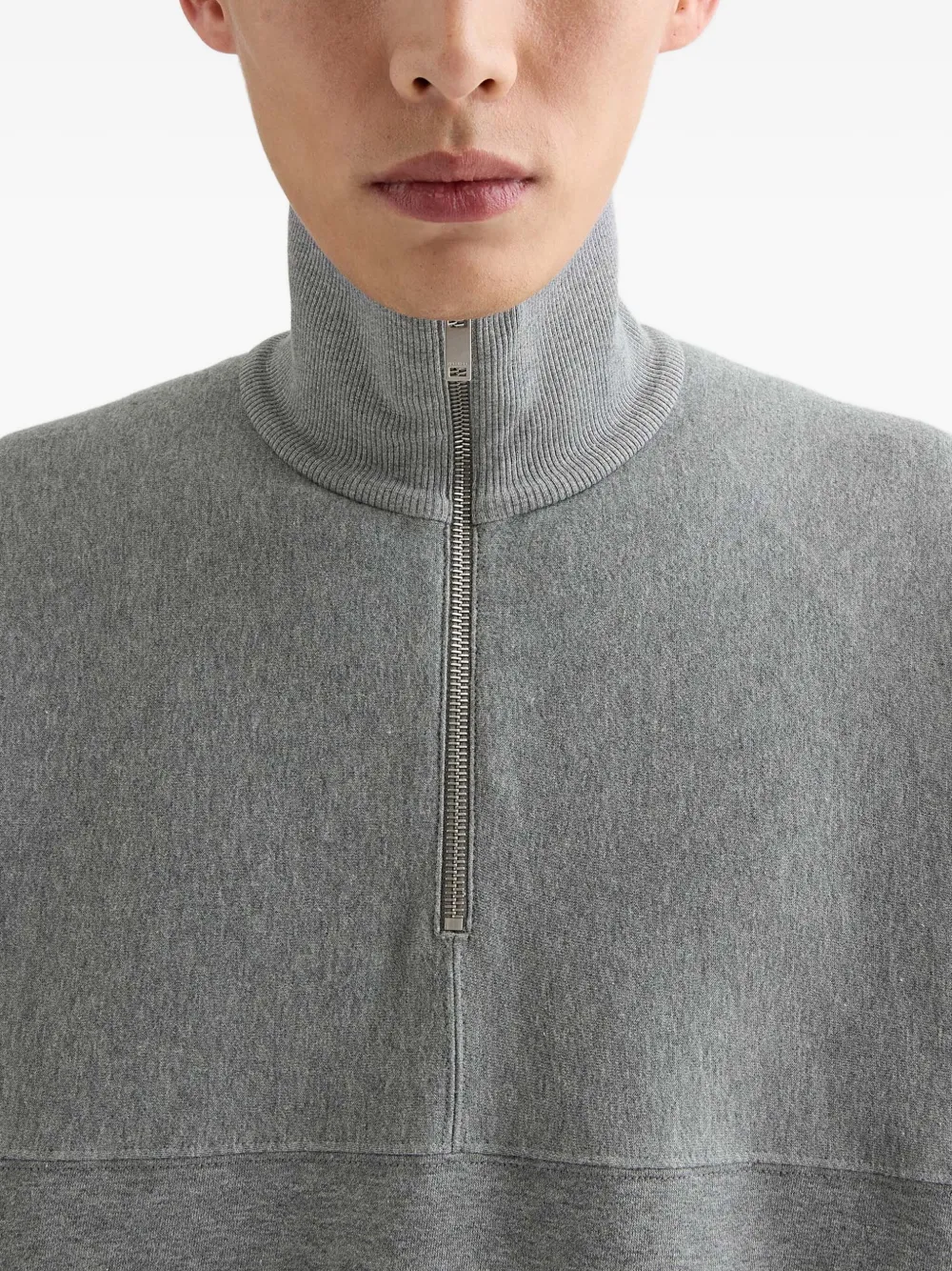 Jil Sander Katoenen badstof sweater met hoge hals Grijs