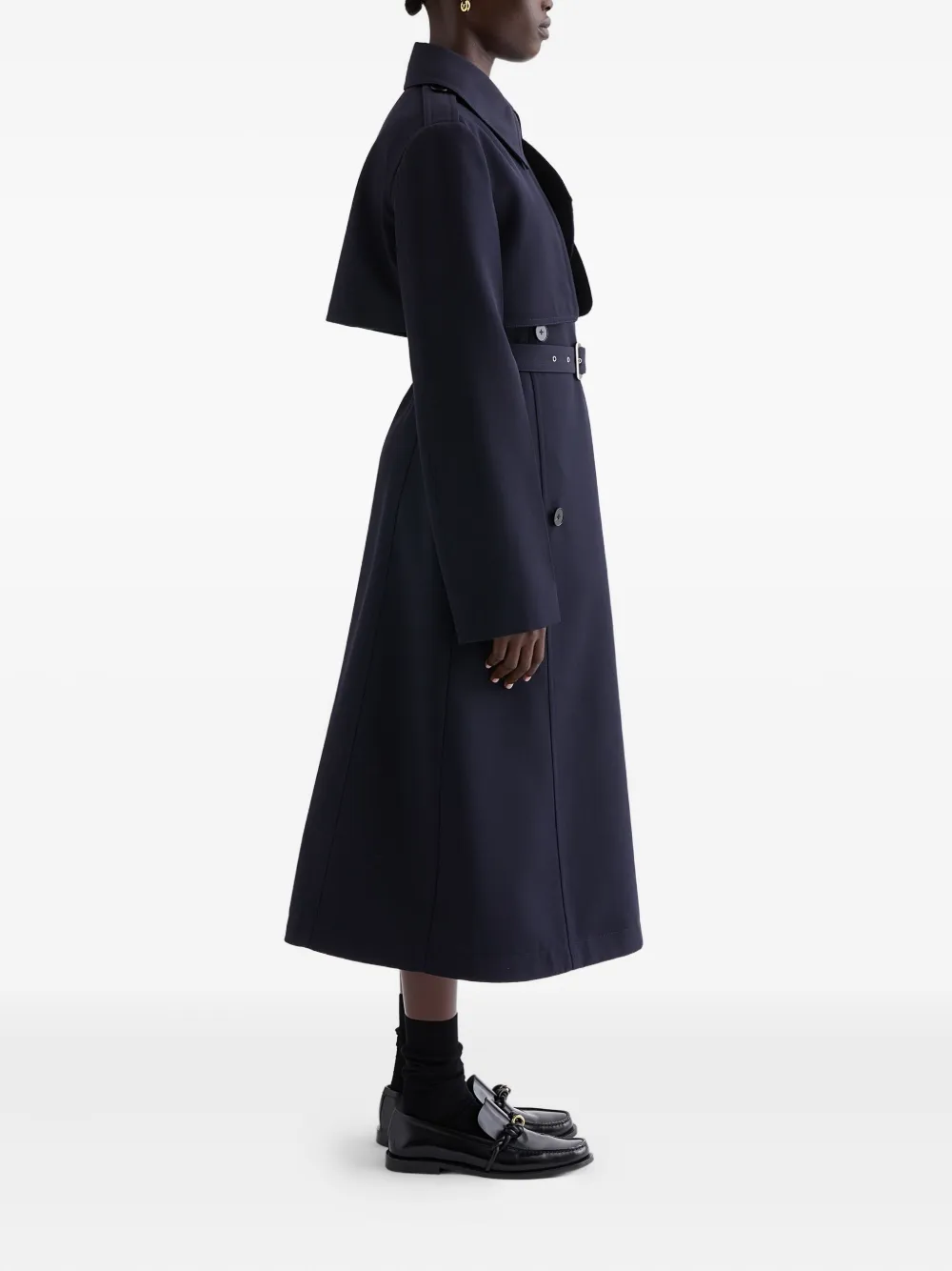  Jil Sander Double-breasted Belted Wool Coat - Blue 