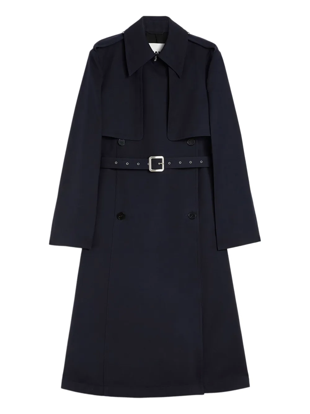 Jil Sander Cappotto doppiopetto in lana con cintura - Blu