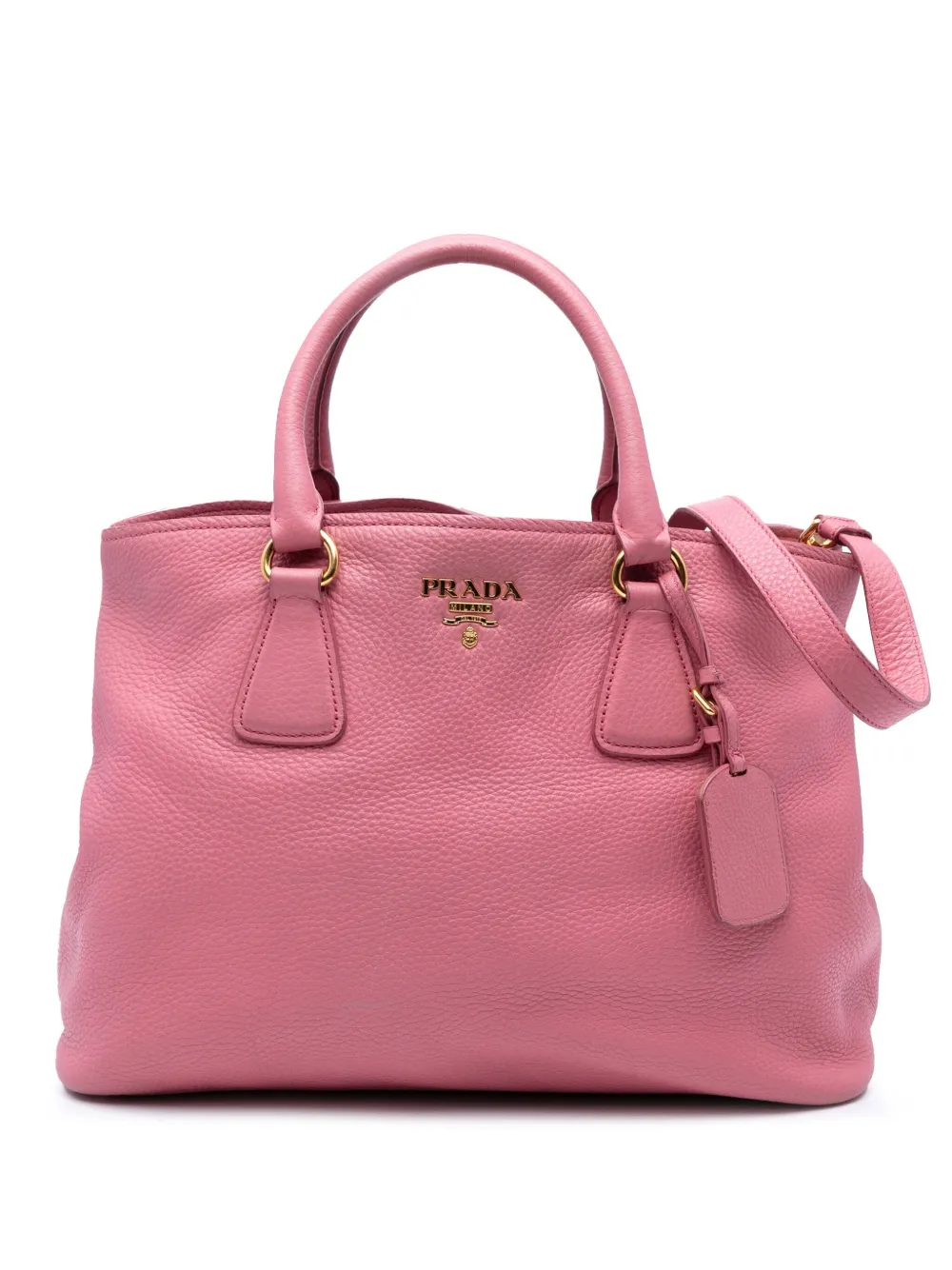 Pre-owned Prada 2010-2025 Vitello Daino Open Convertible Tote Satchel In Pink