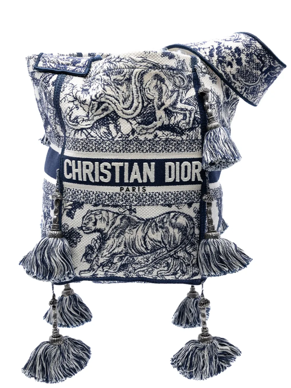 Christian Dior Pre-Owned 2021 キャンバス エンブロイダリー トワル ドゥ ジュイ D バブル バケットバッグ Christian Dior Pre-Owned 2021 キャンバス エンブロイダリー トワル ドゥ ジュイ D バブル バケットバッグ