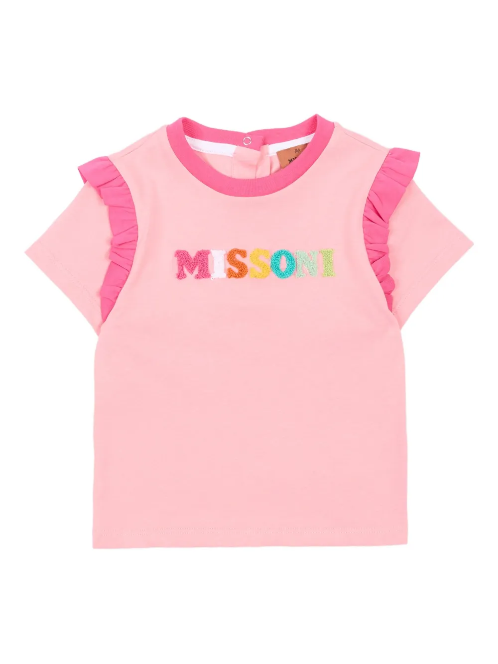 Missoni Pink T-shirt For Baby Girl With Logo In Pink