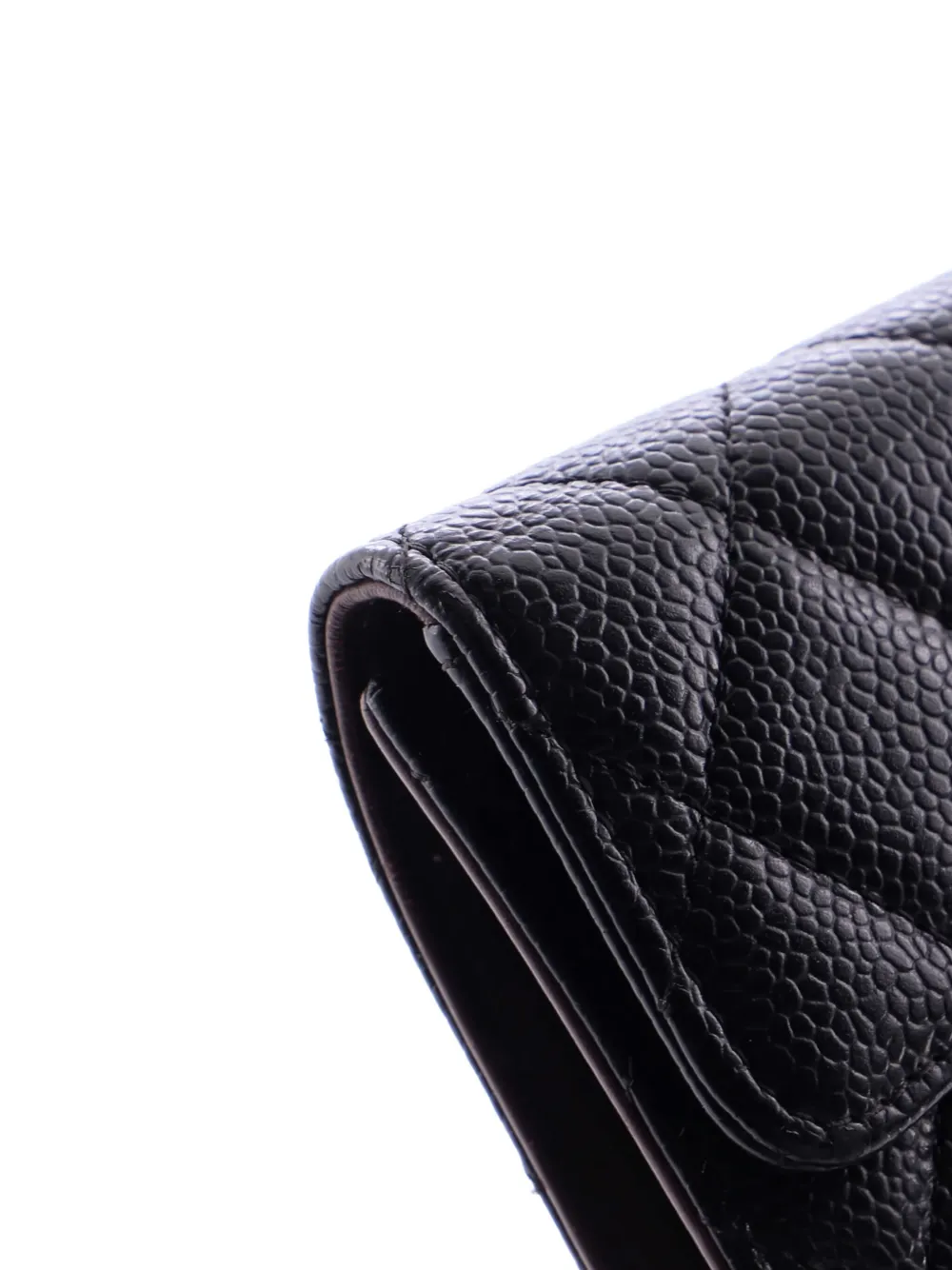 Pre-owned Chanel Cc Compact Classic Flap Wallet Quilted Caviar Small Wallets In Black