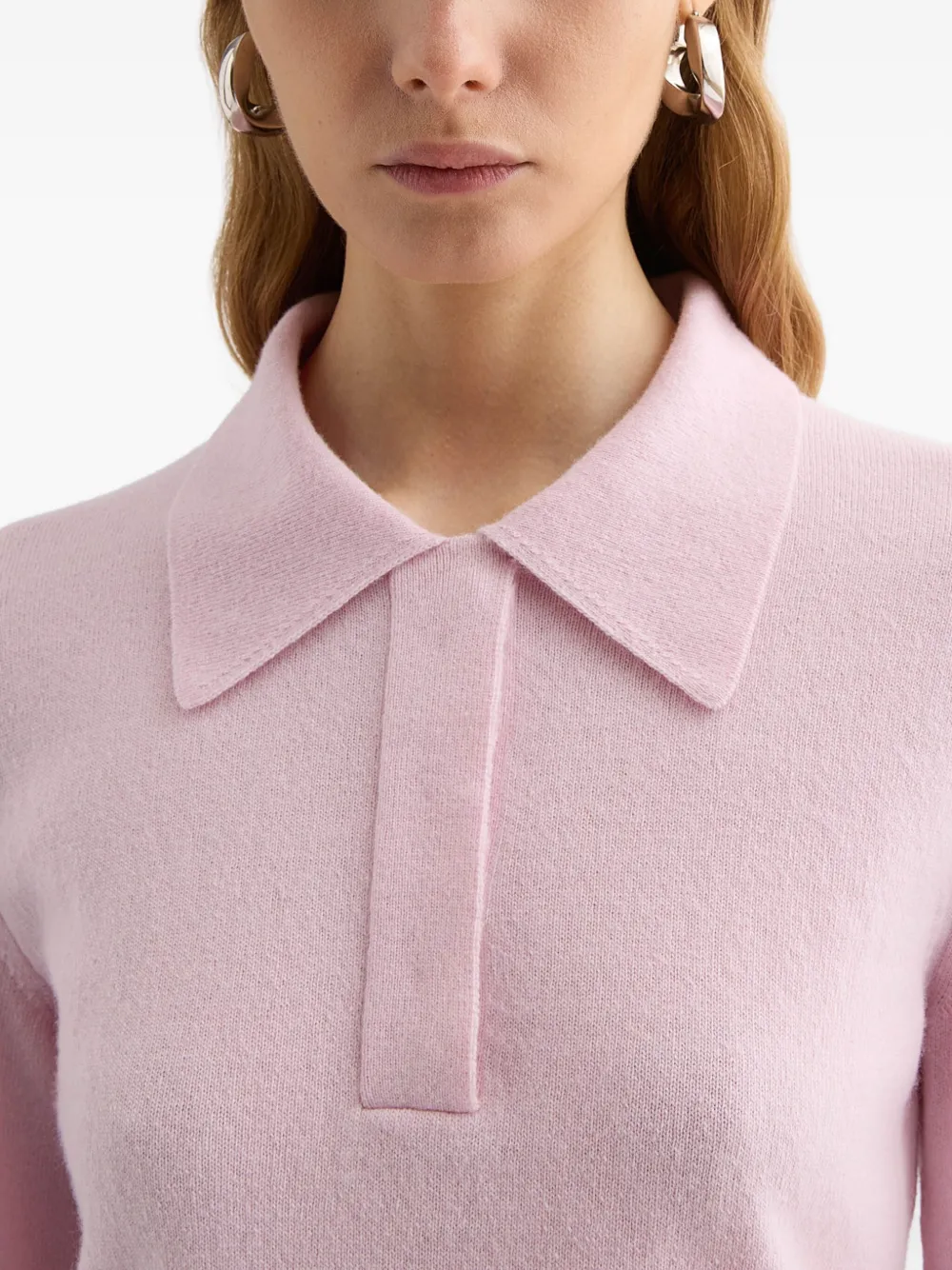  Jil Sander Wool Polo Sweater - Pink 