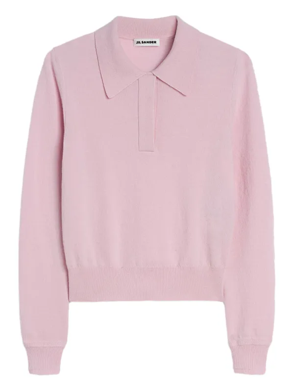 Jil Sander Wool Polo Sweater in Pink