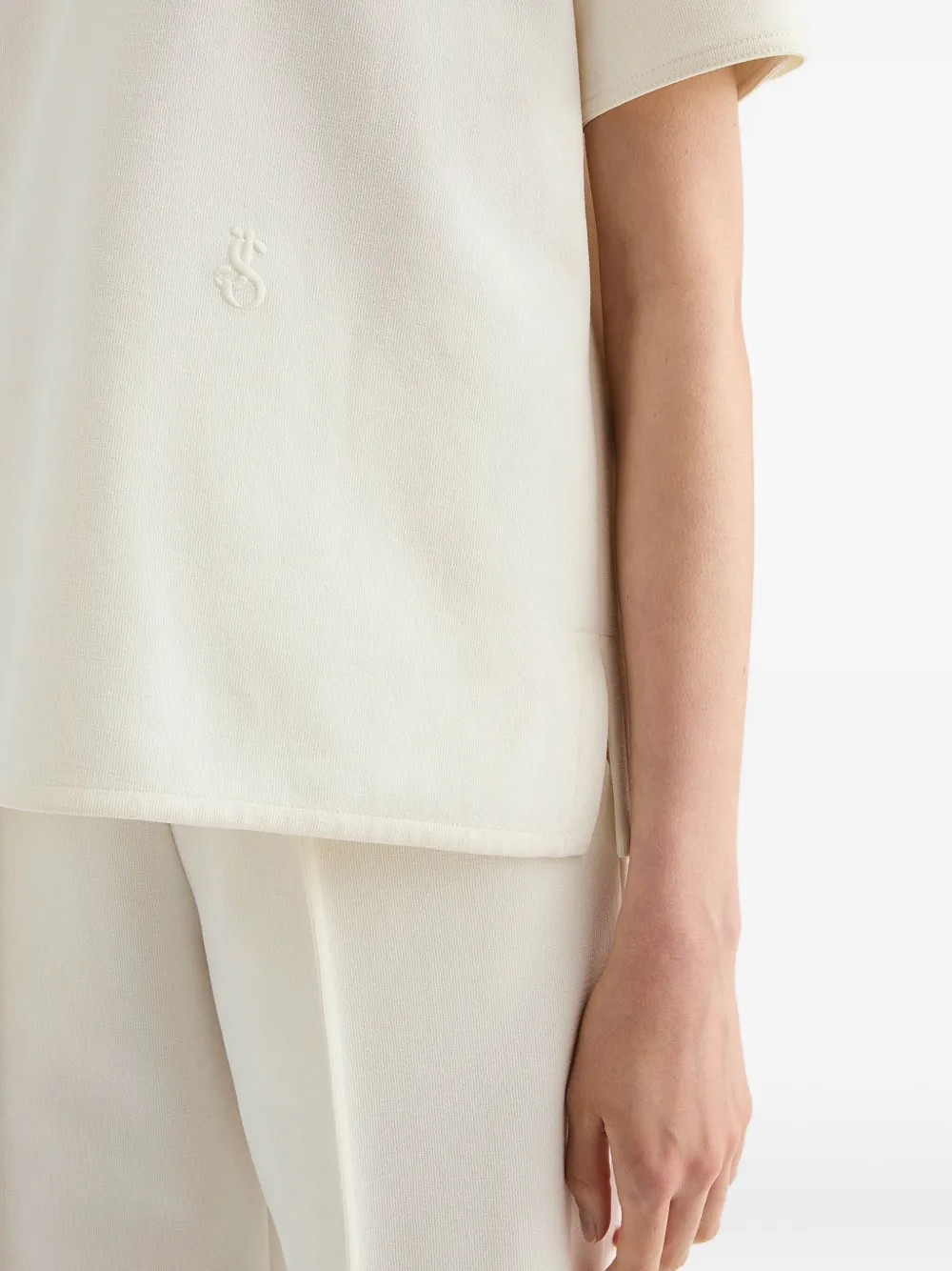  Jil Sander Embroidered-logo Zip Polo Shirt - Neutrals 