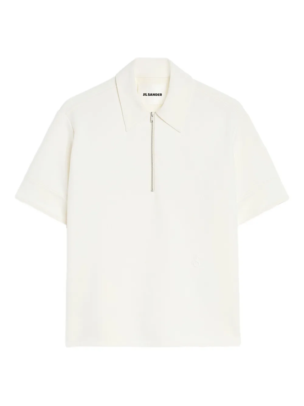 Jil Sander Polo con logo ricamato e zip - Toni neutri
