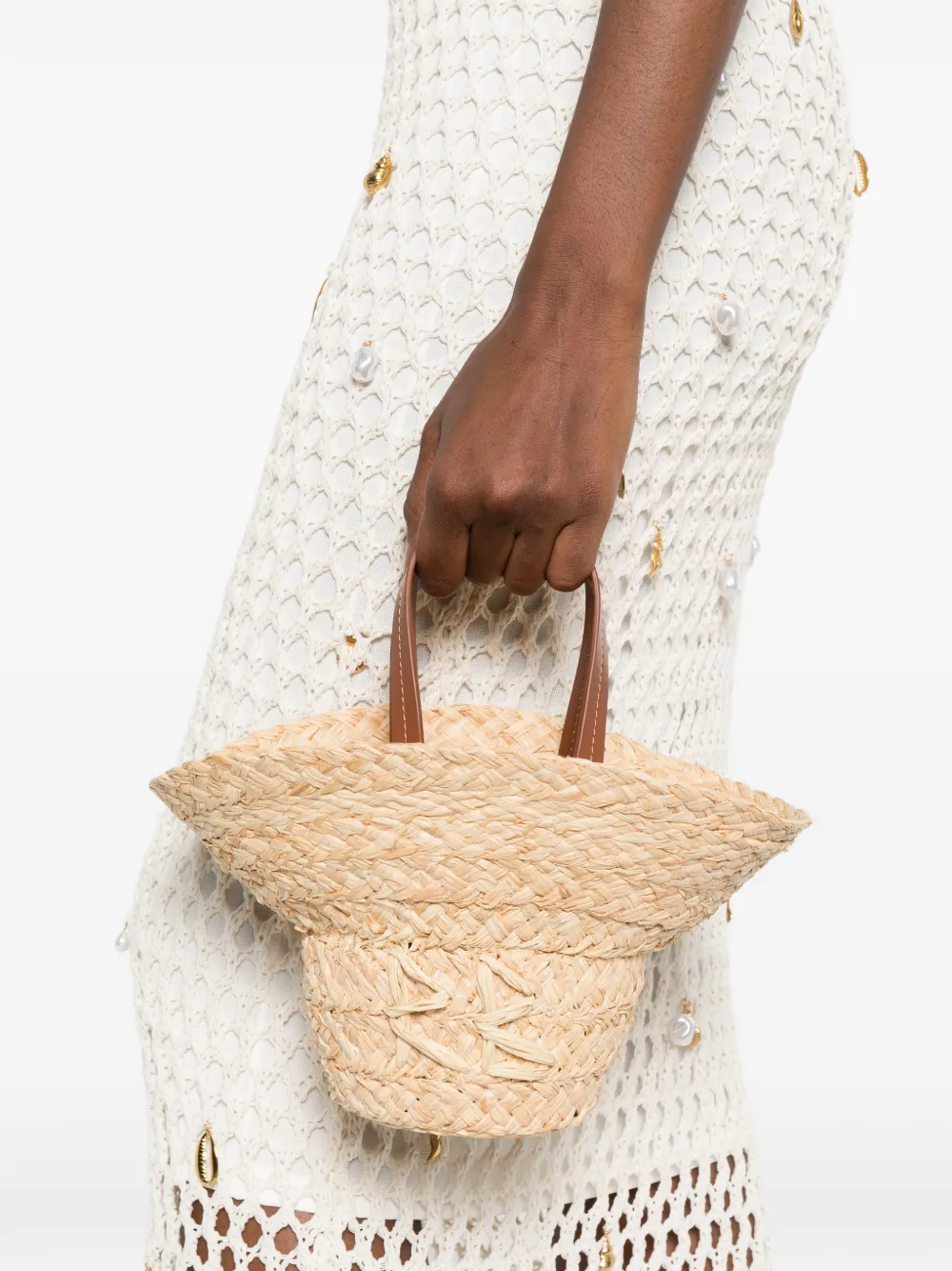 Ruslan Baginskiy Rieten shopper met hoedvorm Beige