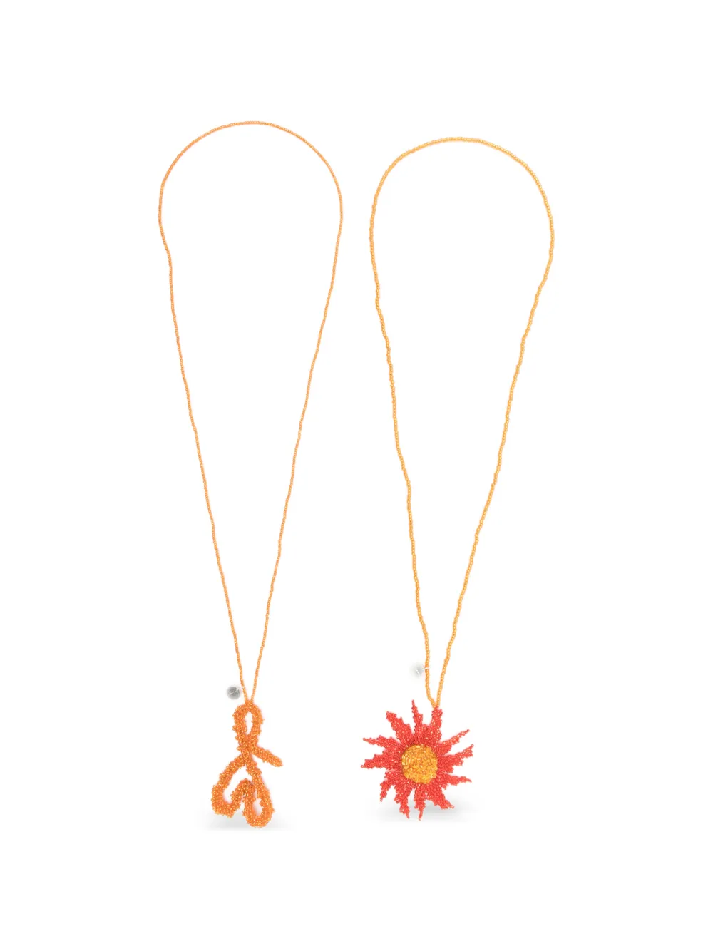 Ruslan Baginskiy flower and heart necklace (set of two) - Argento