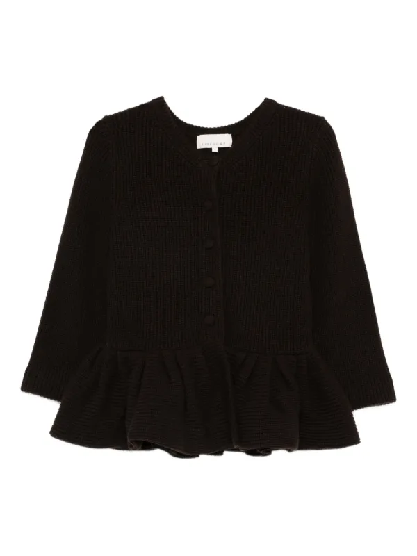 Liberowe Chocolate Peplum Cashmere Cardigan in Brown