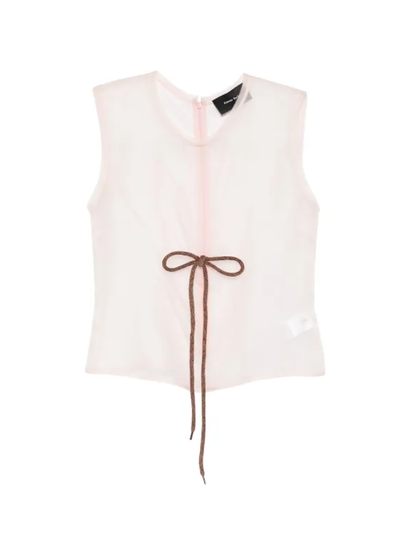 Simone Rocha Sheer Frayed Contour Top in Neutrals