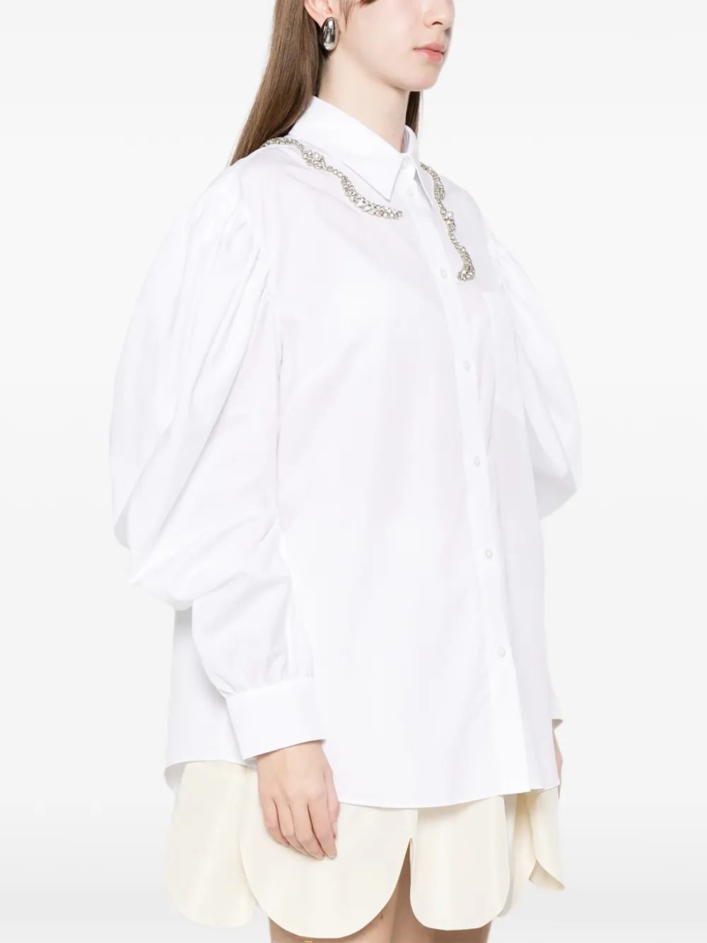  Simone Rocha Draped Sleeve Shirt - White 