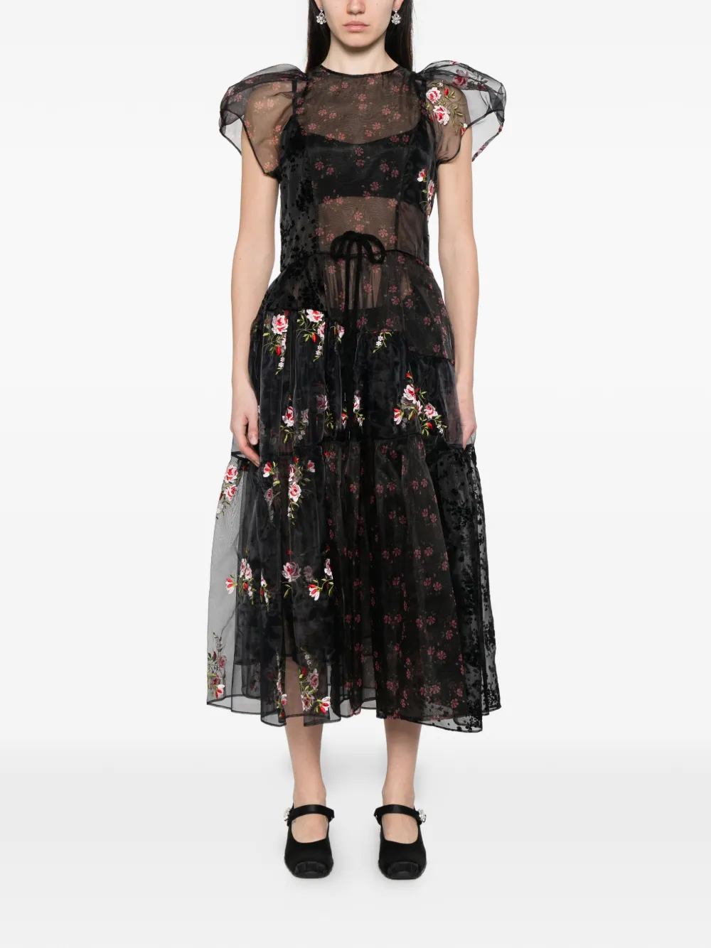  Simone Rocha Puff-sleeve Patchwork Dress - Black 