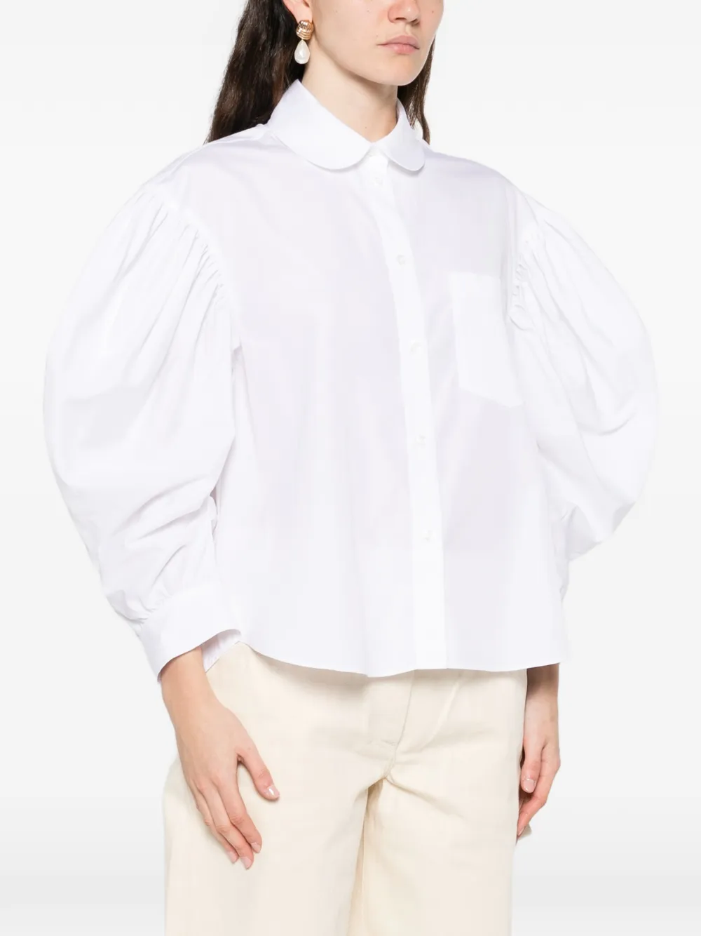  Simone Rocha Draped-sleeve Shirt - White 