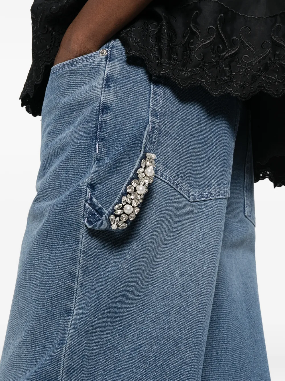 Simone Rocha Jeans verfraaid met bandjes Blauw