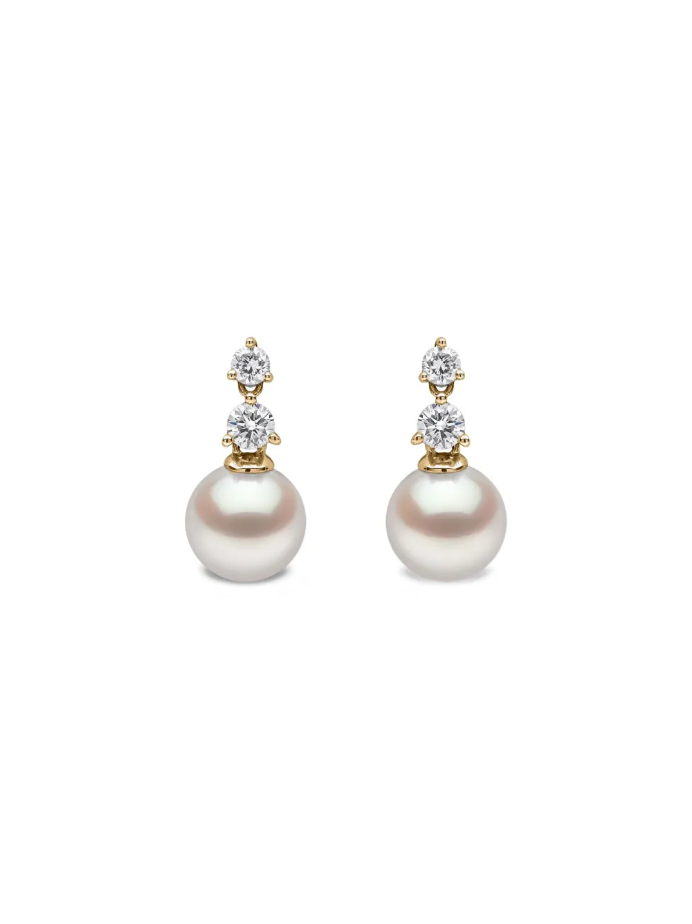 Yoko London 18k Yellow Gold Akoya Pearl And Diamond Earrings In White