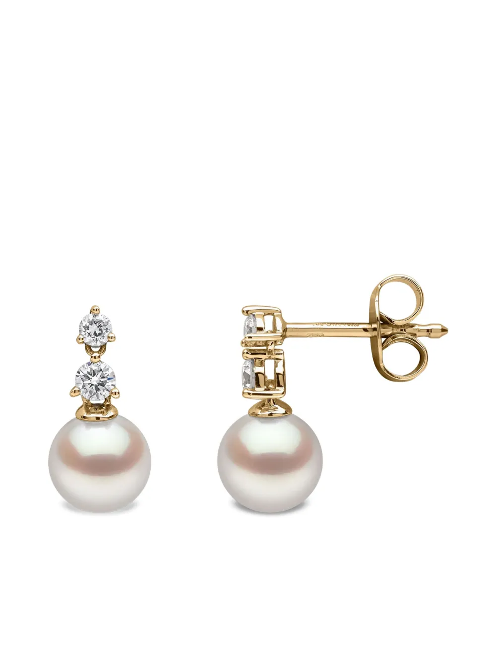 Yoko London 18k Yellow Gold Akoya Pearl And Diamond Earrings In White