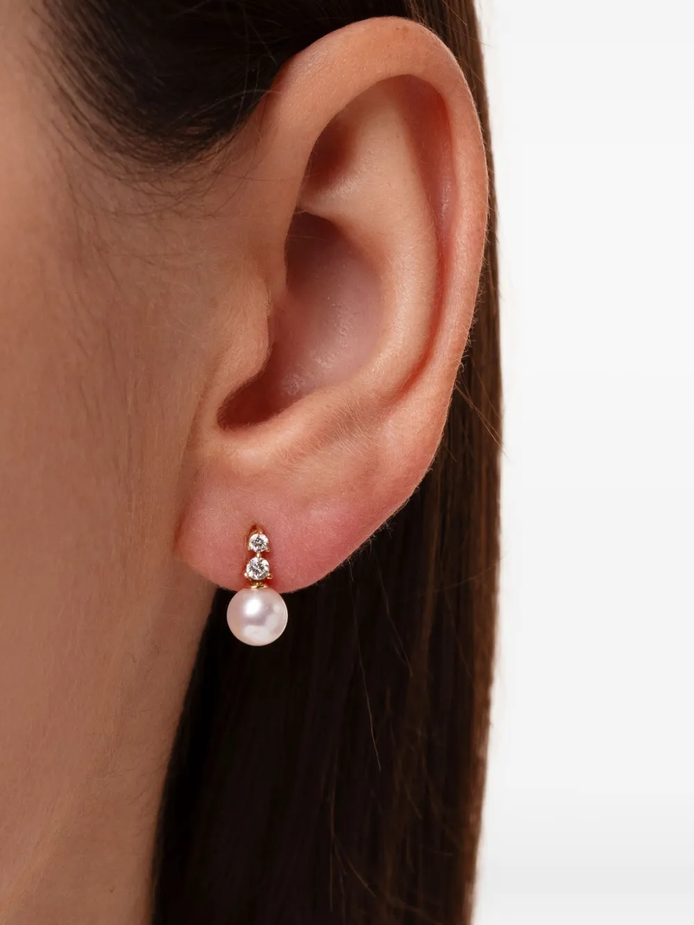 Yoko London 18k Yellow Gold Akoya Pearl And Diamond Earrings In White