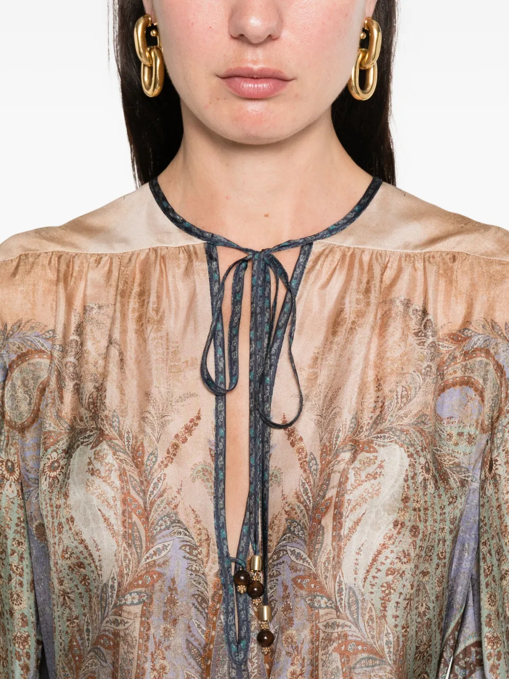 Zimmermann Wanderlust Belted Printed Silk Tunic In Multi