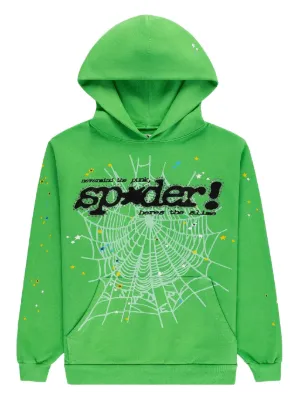 SP5DER spider-web Print Hoodie | Blue | FARFETCH RO