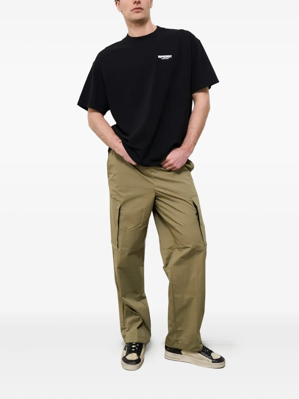 Represent logo-print T-shirt - Zwart