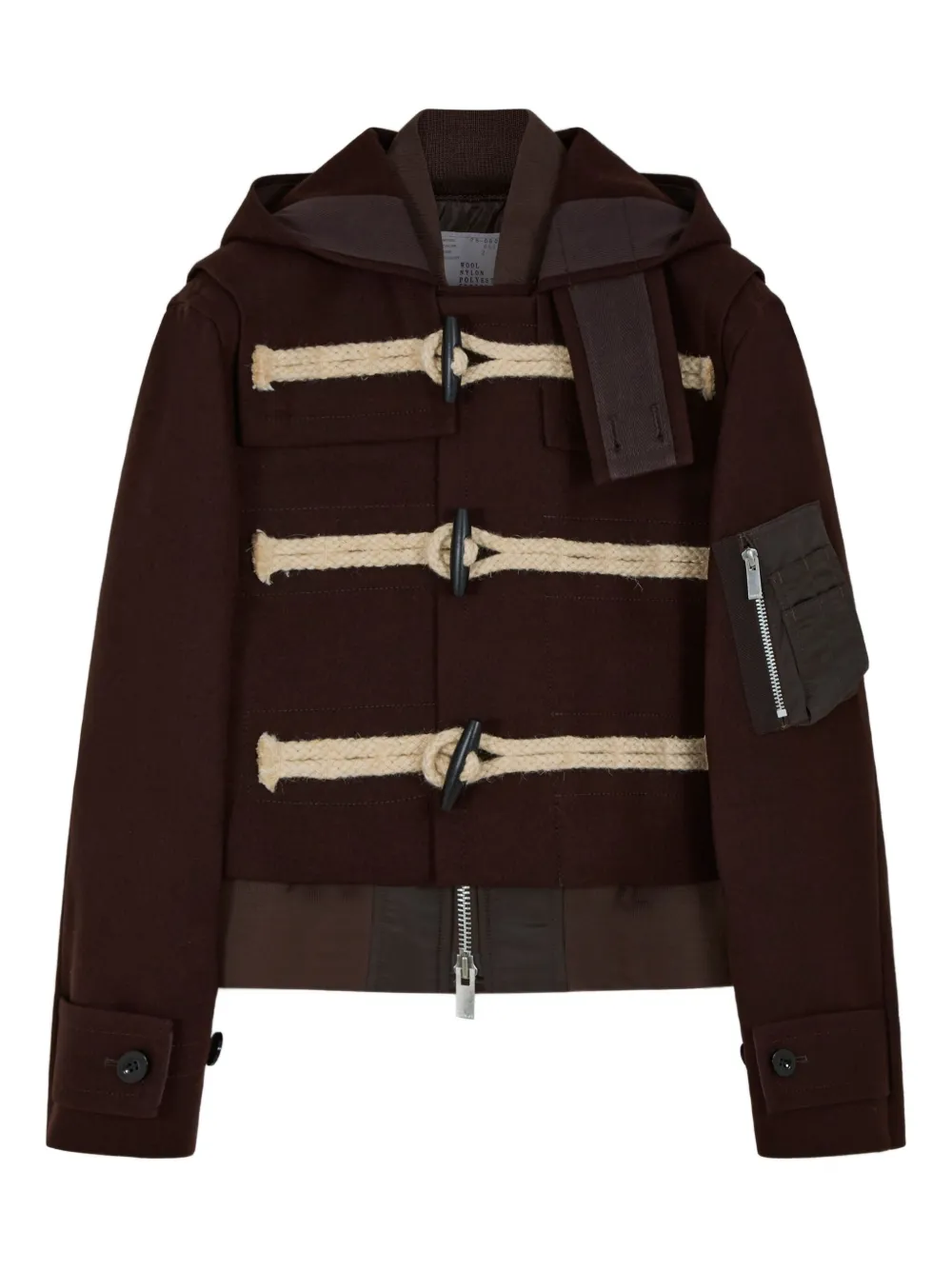 sacai toggle-fastening hooded jacket - ブラウン sacai toggle-fastening hooded jacket - ブラウン