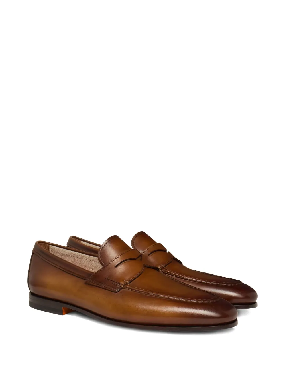 Santoni leather penny loafers - Bruin