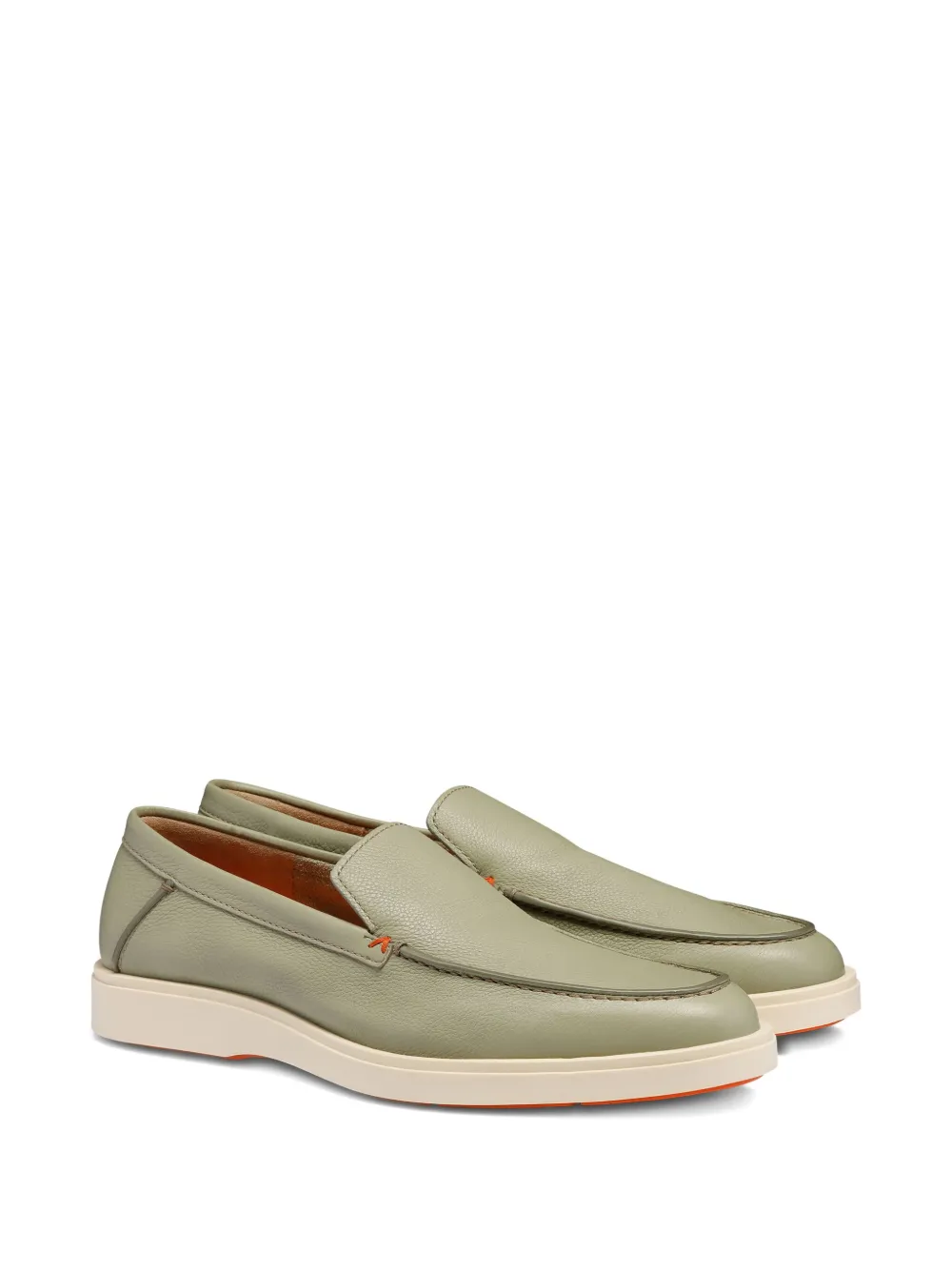 Santoni tumbled leather Loafers - Groen