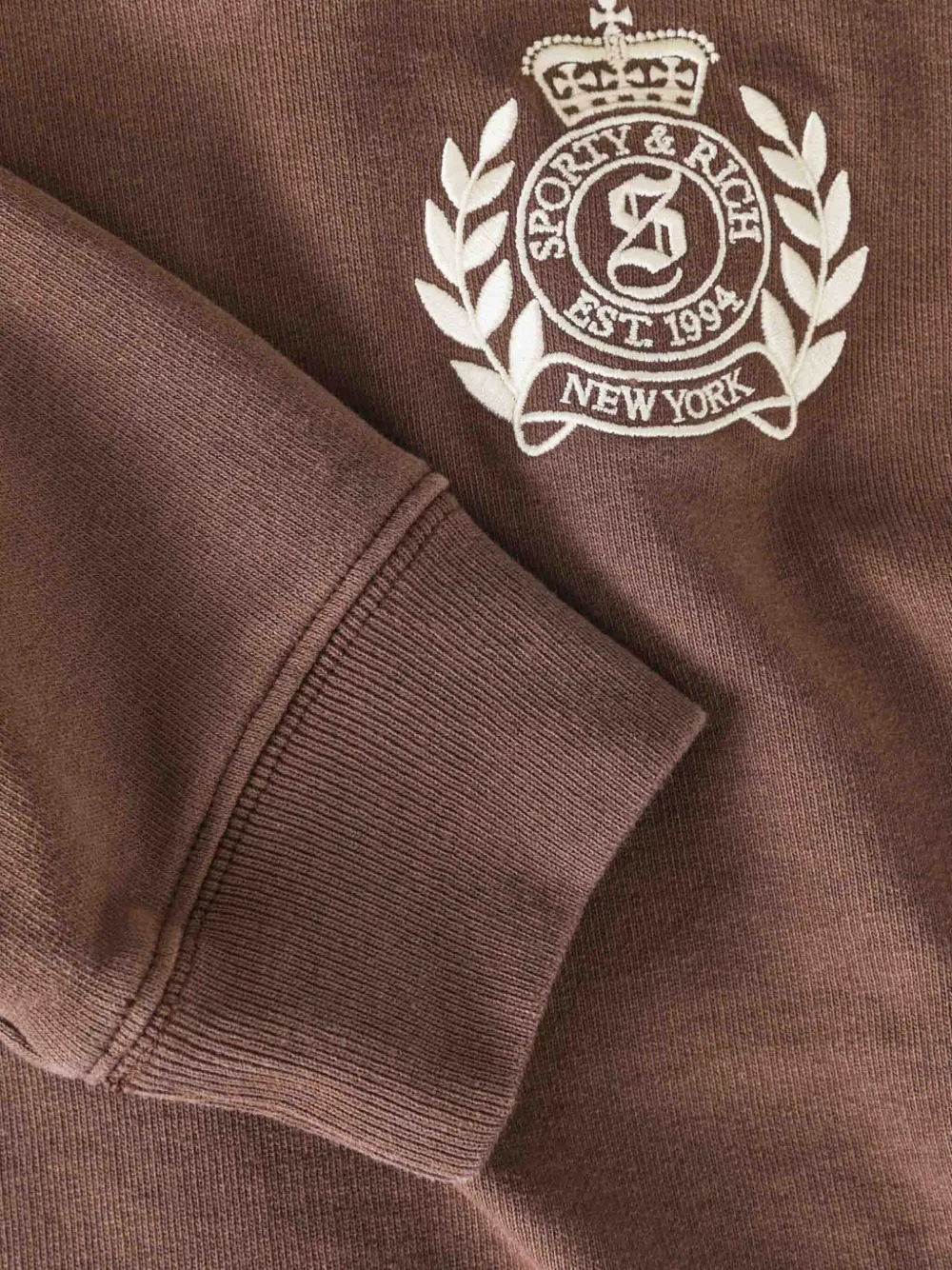 Sporty And Rich Logo-embroidered Sweatshirt In Brown