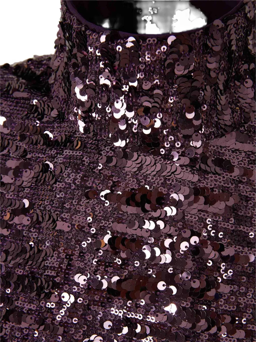 Rabanne Womens Beetroot Purple Mock-neck Sequin Woven Top In Purple