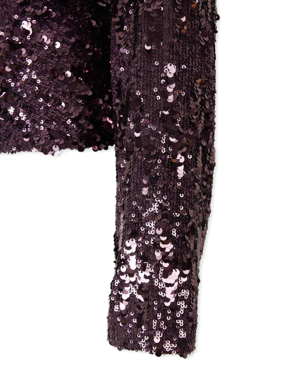 Rabanne Womens Beetroot Purple Mock-neck Sequin Woven Top In Purple