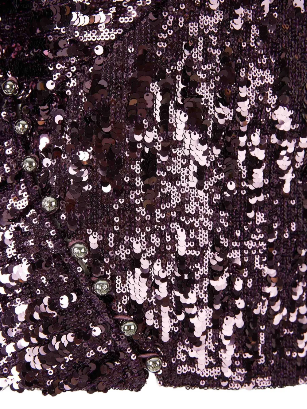 Rabanne Womens Beetroot Purple Mock-neck Sequin Woven Top In Purple