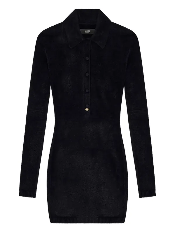 Amiri Velvet Long-sleeve Mini Dress in Black