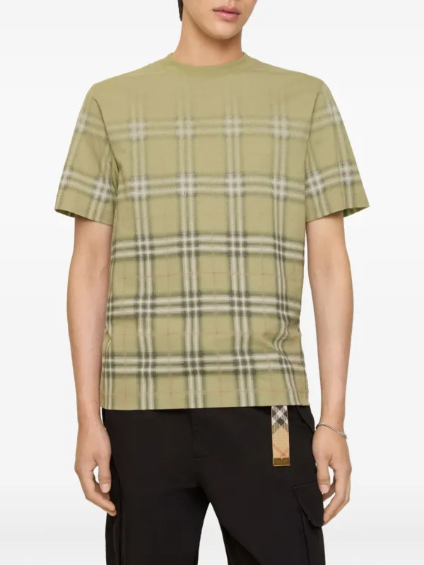Burberry Gradient Check T-shirt | Green | FARFETCH JO