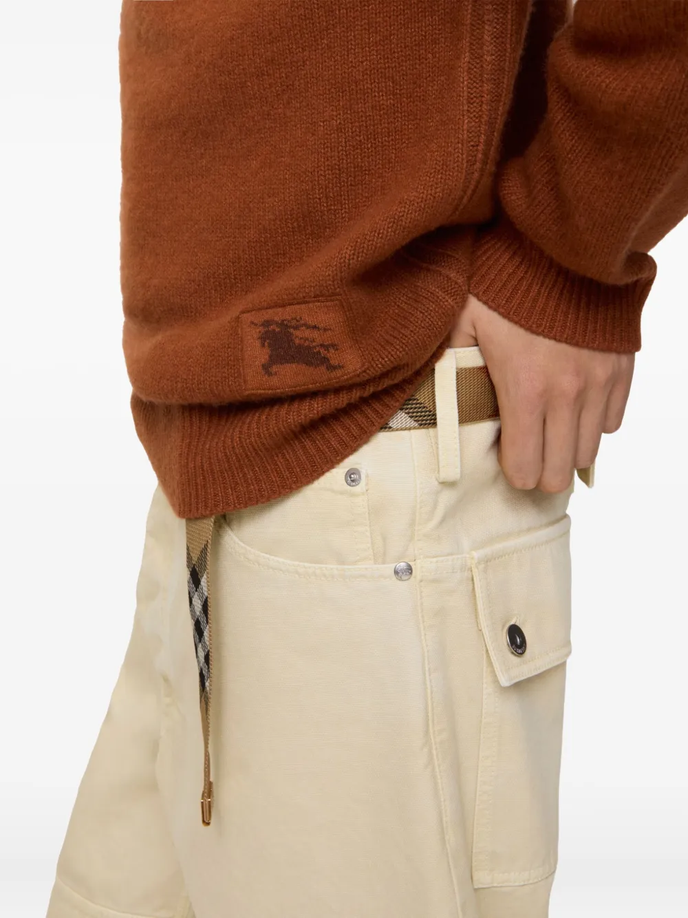  Burberry Elbow-patch Equestrian-knight Cashmere Sweater - Brown 