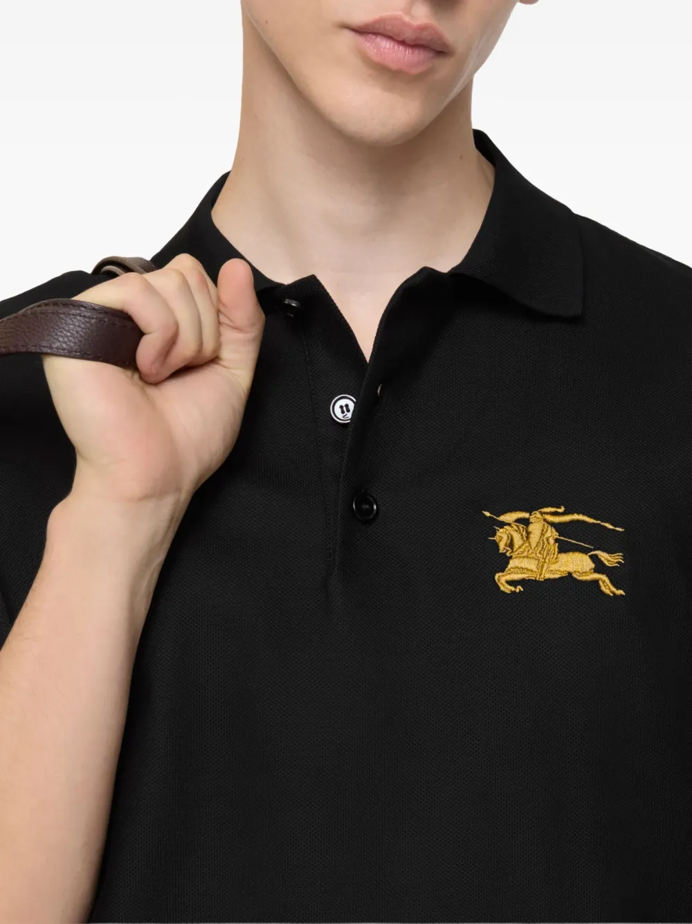Burberry Poloshirt met Equestrian Knight-logo Zwart