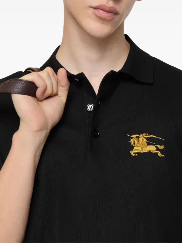 トップス Burberry Big Horse Logo Polo Shirt Burberry Camisa Polo Com Logo Equestrian Knight | Preto | FARFETCH BR