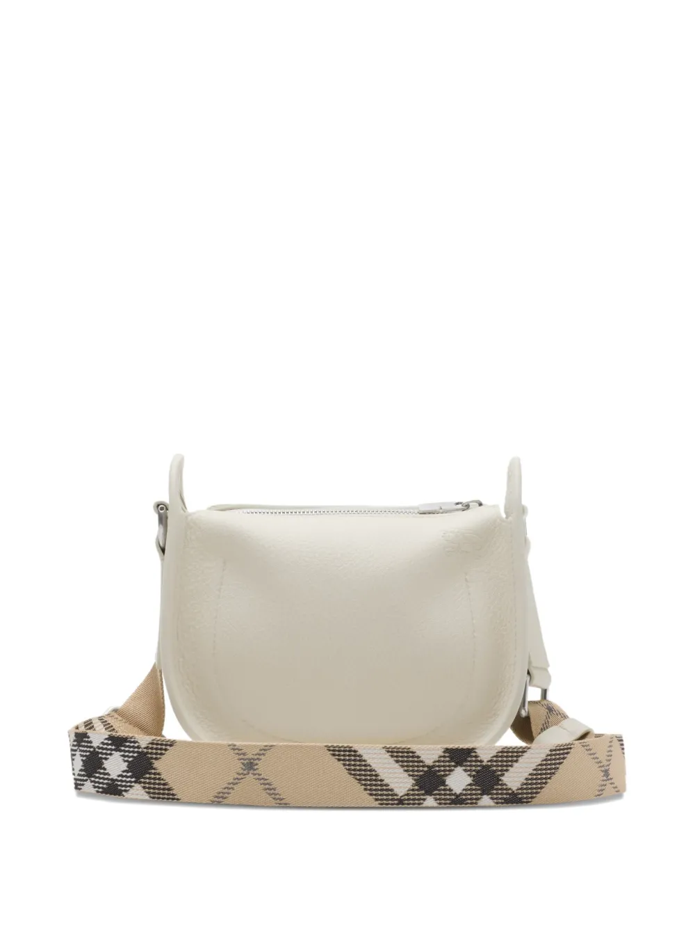 Burberry Mini B Clip Checked-strap Cross Body Bag In Neutral