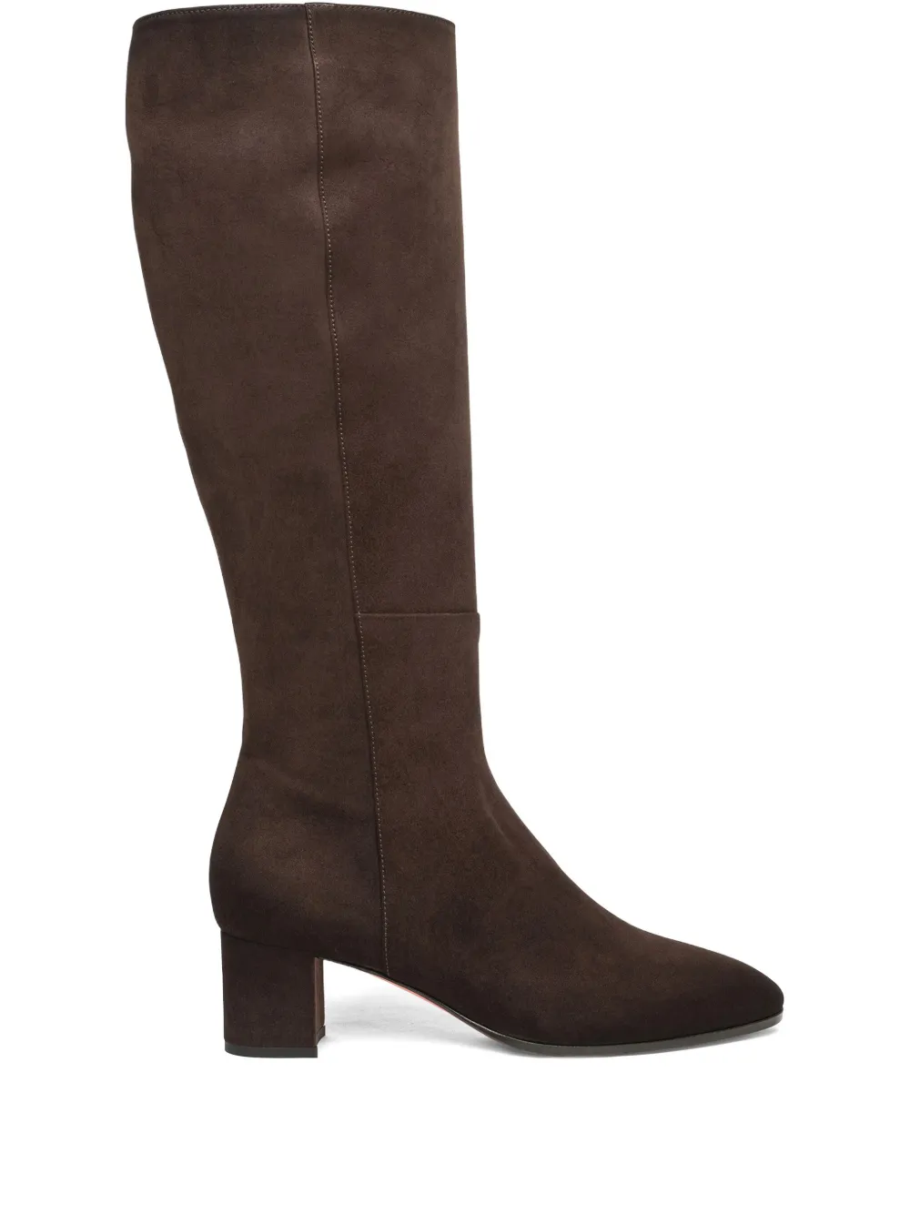 Santoni 50mm Suede Mid-heel Boots In Brown