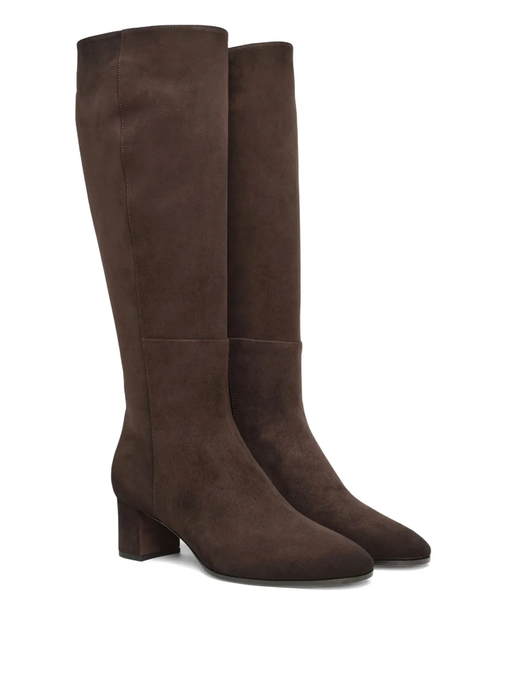 Santoni 50mm Suede Mid-heel Boots In Brown