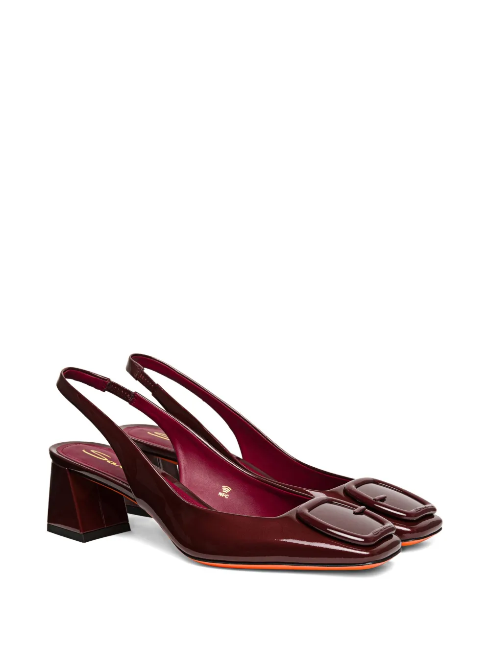 Santoni 50mm buckle patent leather pumps Rood