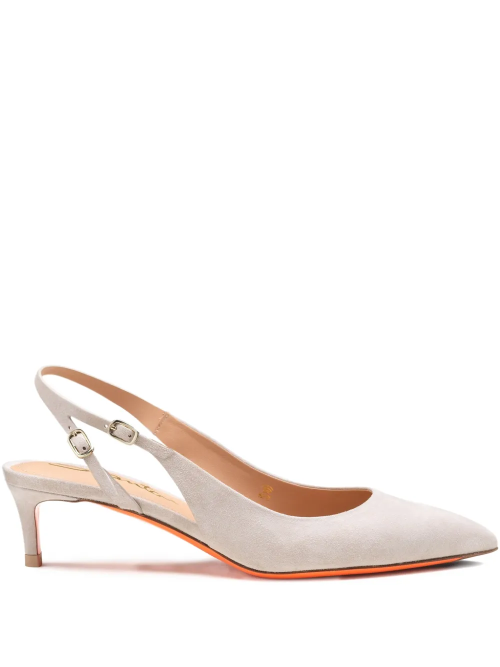 Santoni 45mm mid-heel suede pumps Beige