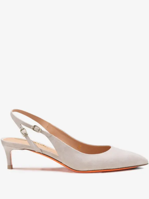 Santoni 45mm mid-heel suede pumps