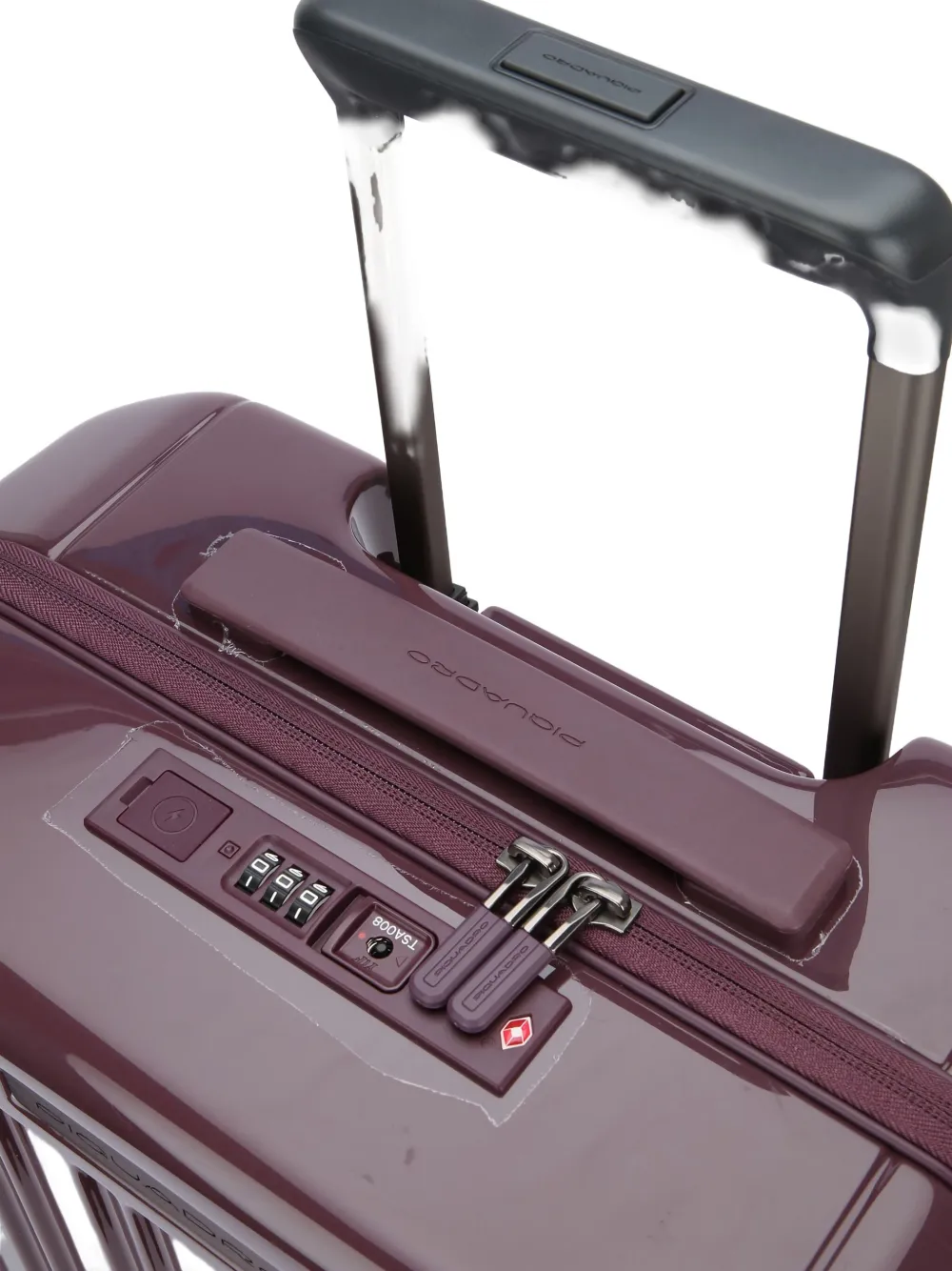 Piquadro Four Wheel Hard Shell Travel Trolley In Burgundy