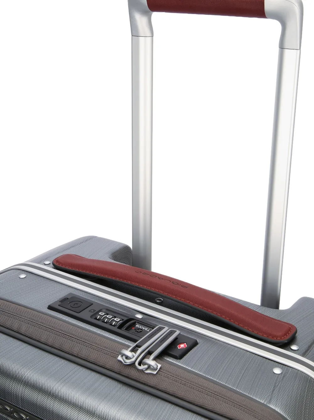 PIQUADRO Geribbelde rolkoffer met telescopisch handvat Grijs