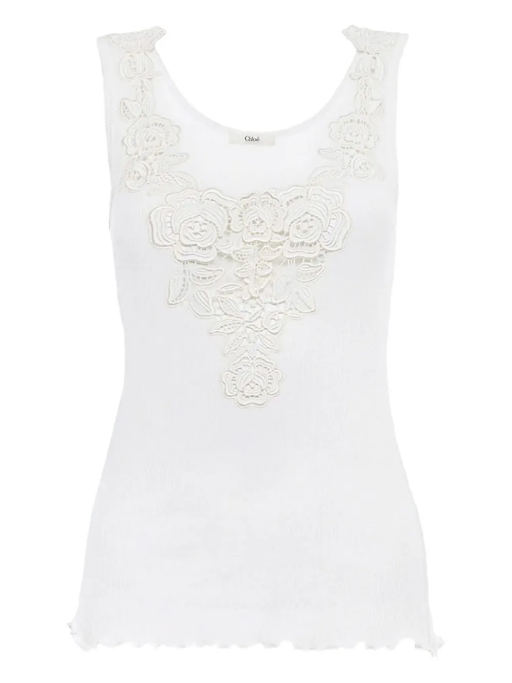 Chloé floral-appliqué top - ホワイト Chloé floral-appliqué top - ホワイト