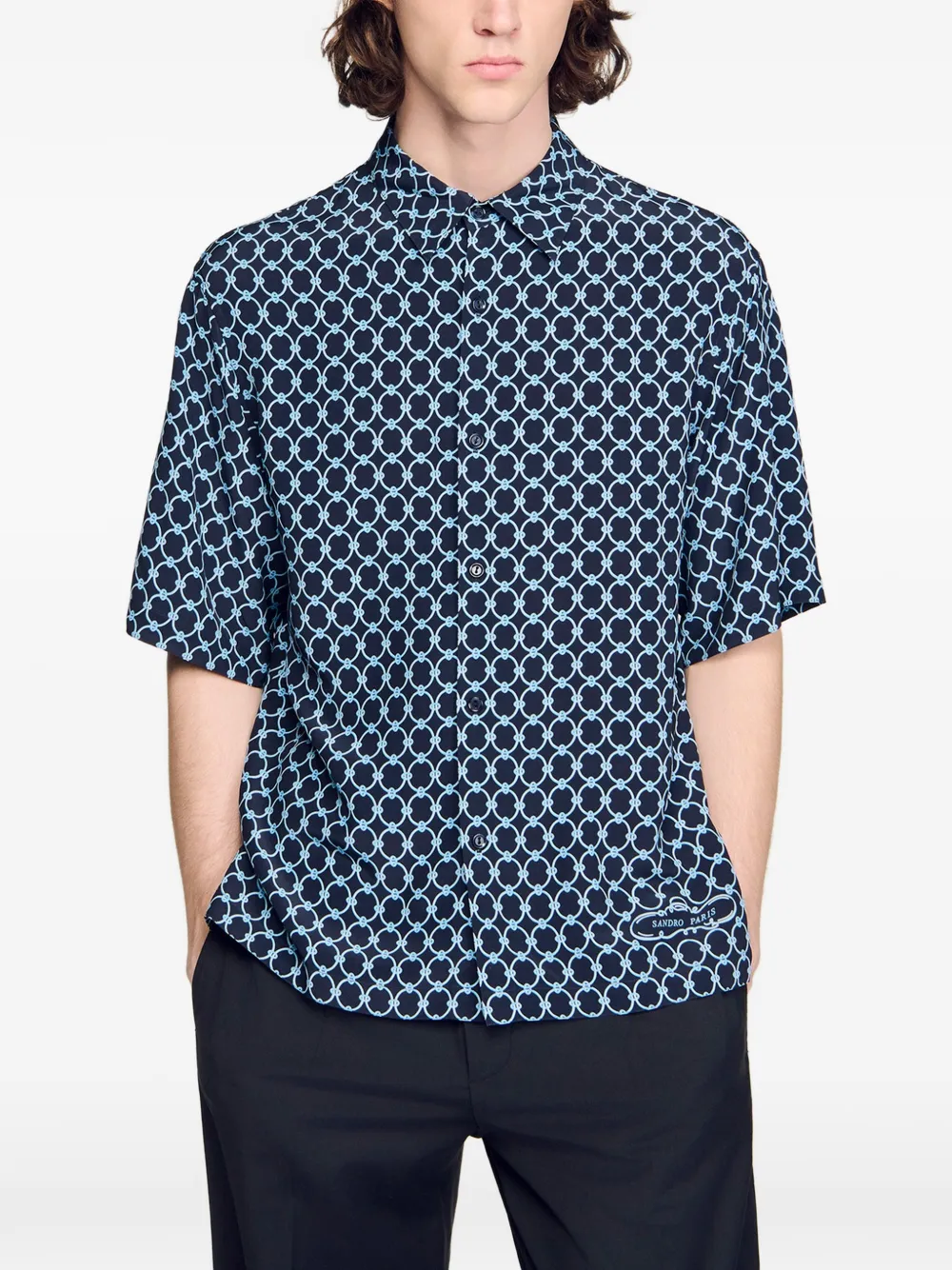 SANDRO Overhemd met geometrisch patroon Blauw