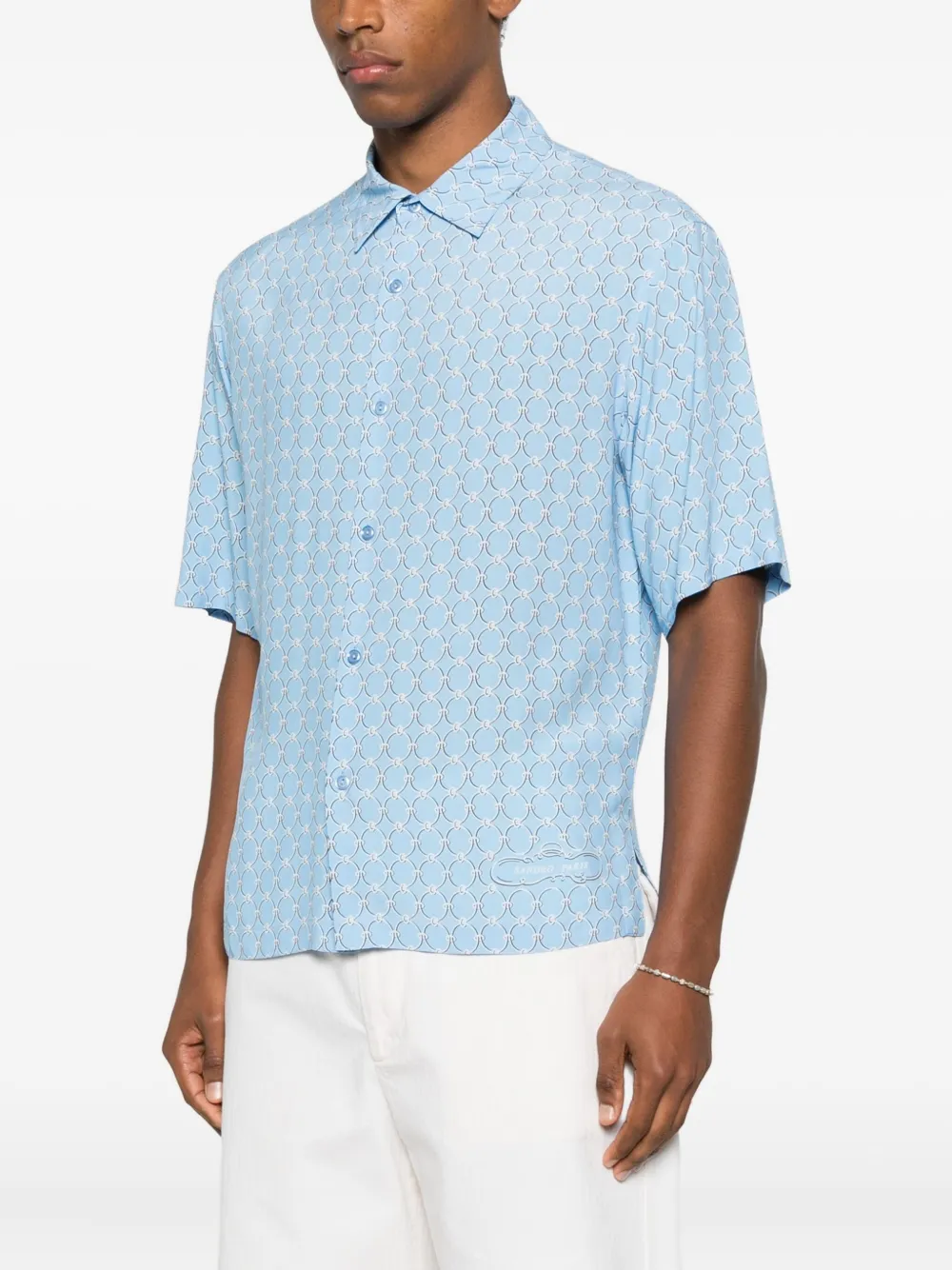  Sandro Geometric-pattern Short-sleeve Shirt - Blue 