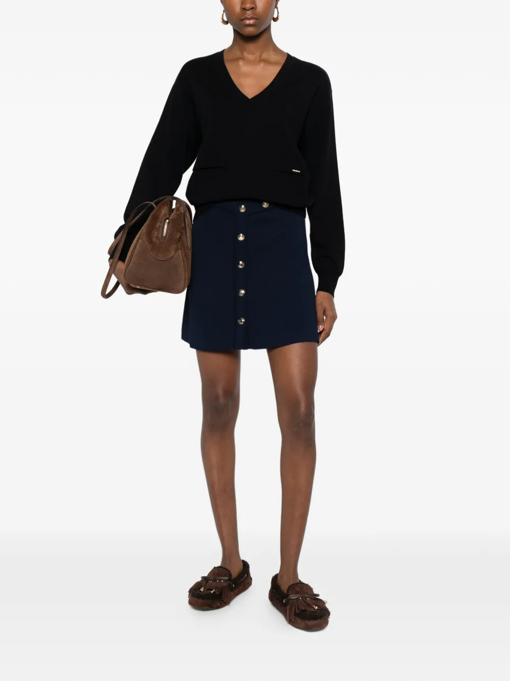 SANDRO Mini-rok met drukknoopsluiting - Blauw