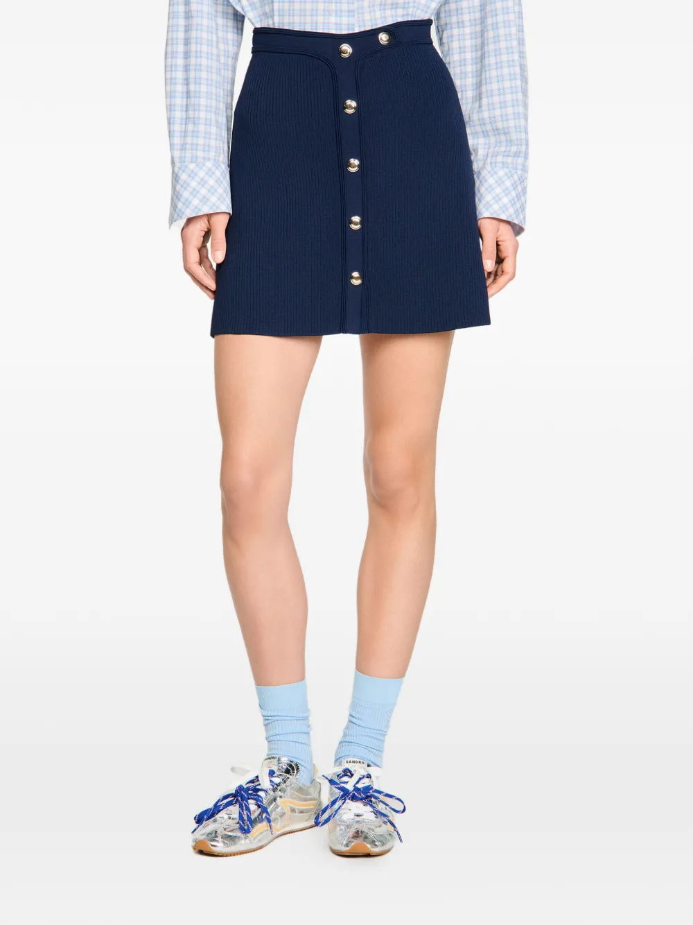 SANDRO Mini-rok met drukknoopsluiting Blauw